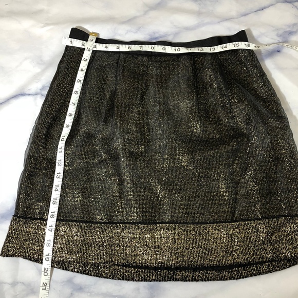 LOFT Black & Gold Mesh Overlay Pencil Skirt - Picture 4 of 8